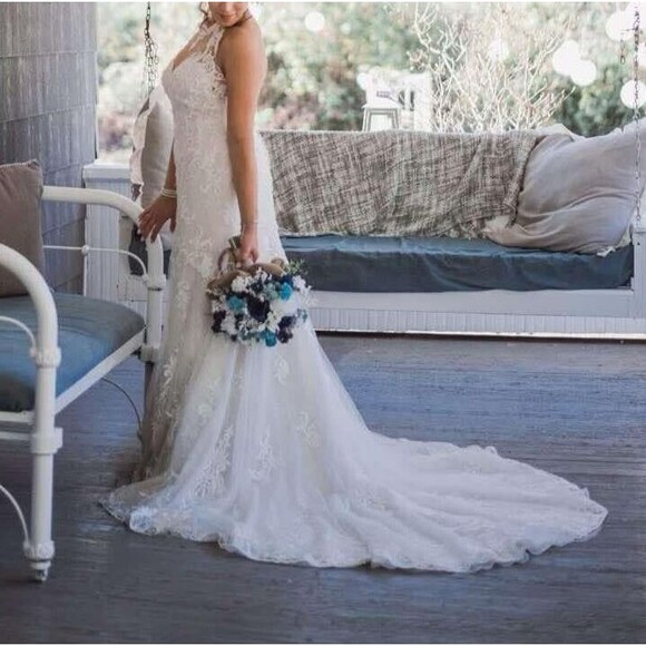 Sottero & Midgley Nerida Wedding Dress Gown Ivory Fit & Flare Hi-Low Size 10